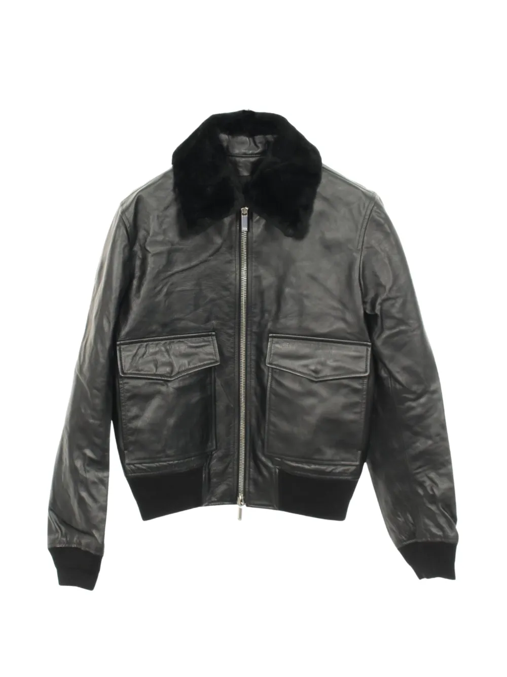 Christian Dior Pre-Owned leather zip-up jacket - Black