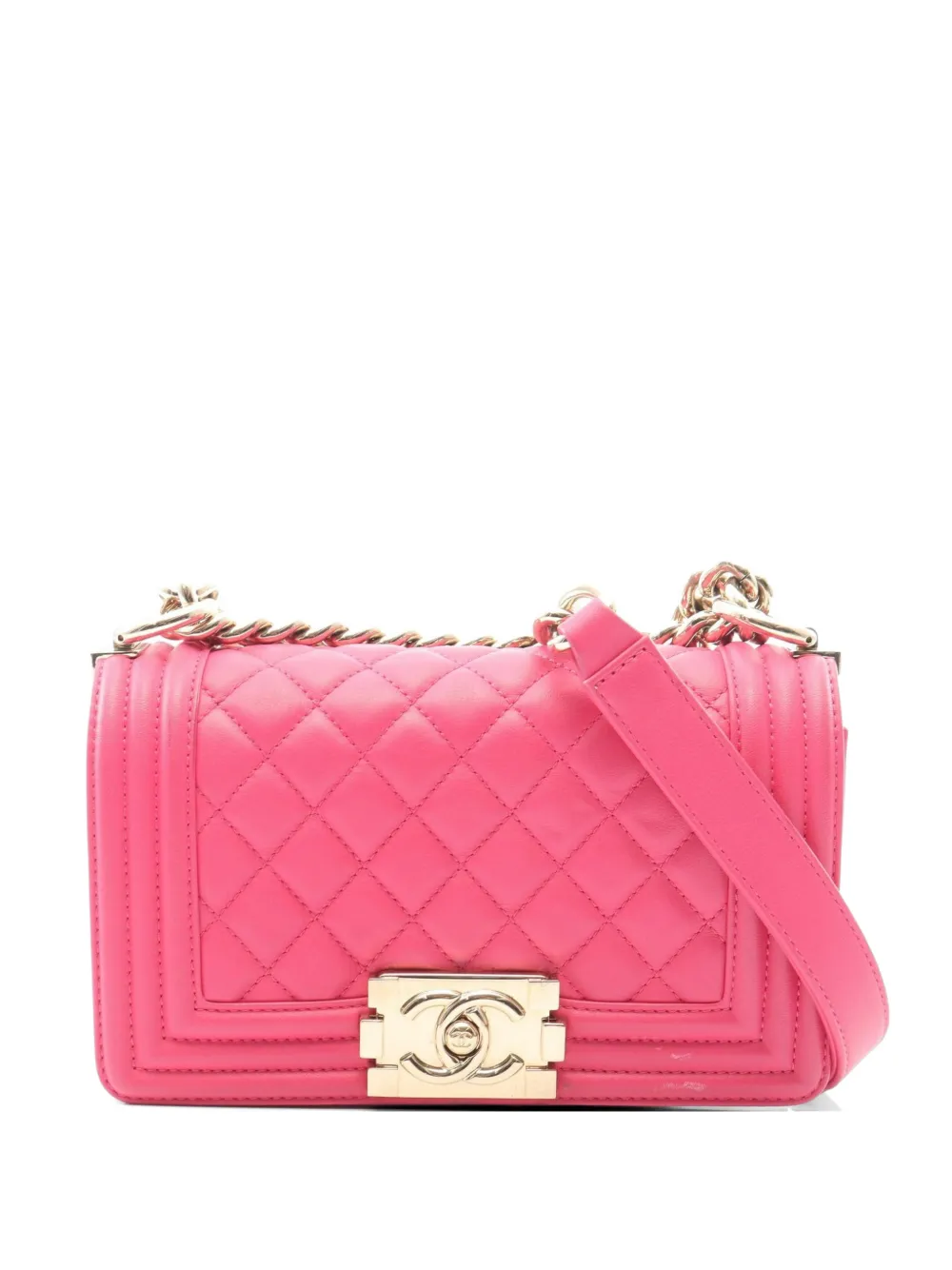 CHANEL Pre-Owned 2017-2018 small Boy Chanel quilted shoulder bag - Rosa