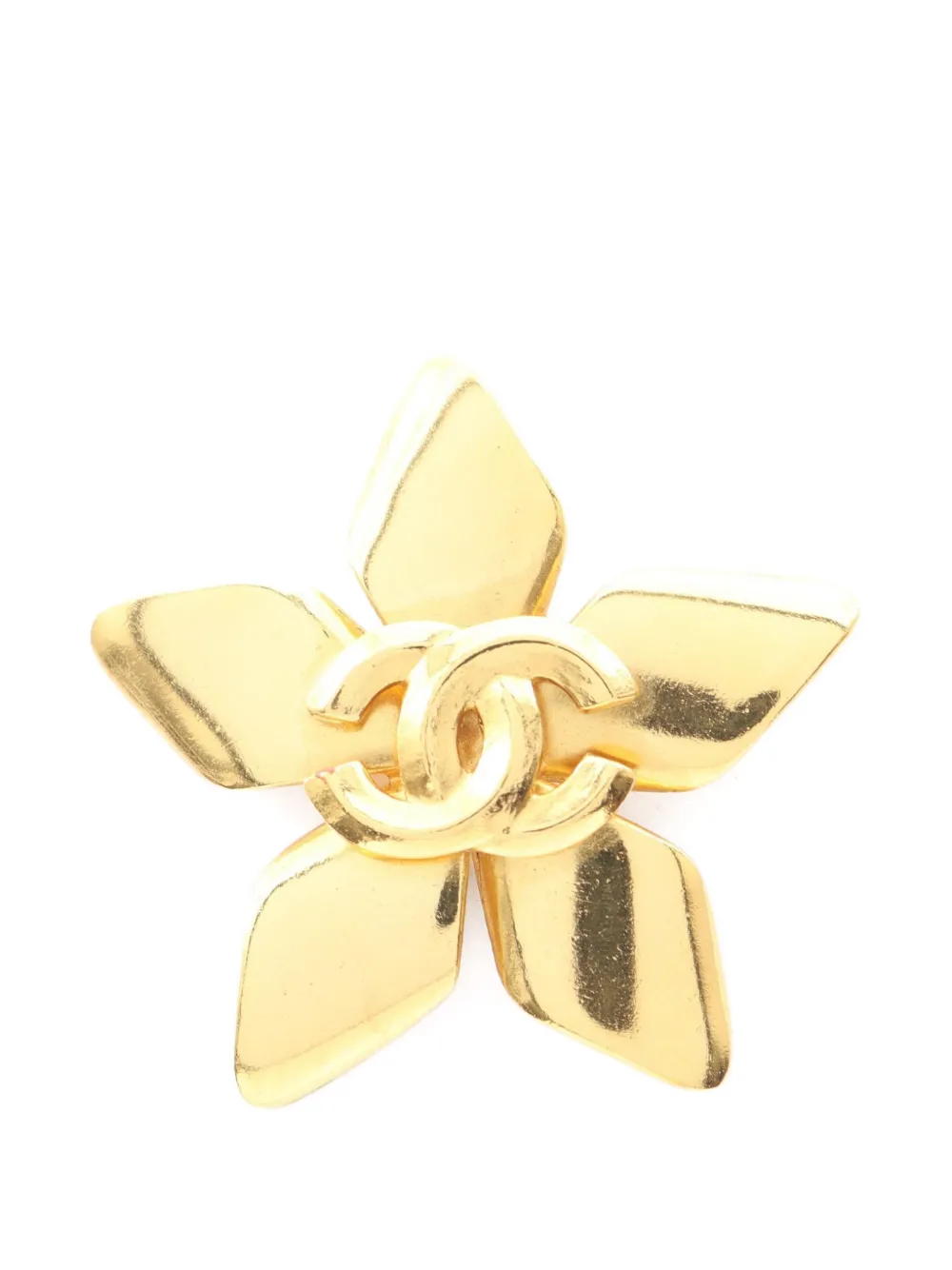 CHANEL Pre-Owned 1986-1988 Coco Mark flower brooch - Oro