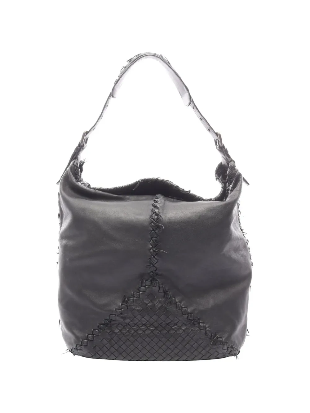 Bottega Veneta Pre-Owned 2000s Intrecciato whipstitch shoulder bag - Black