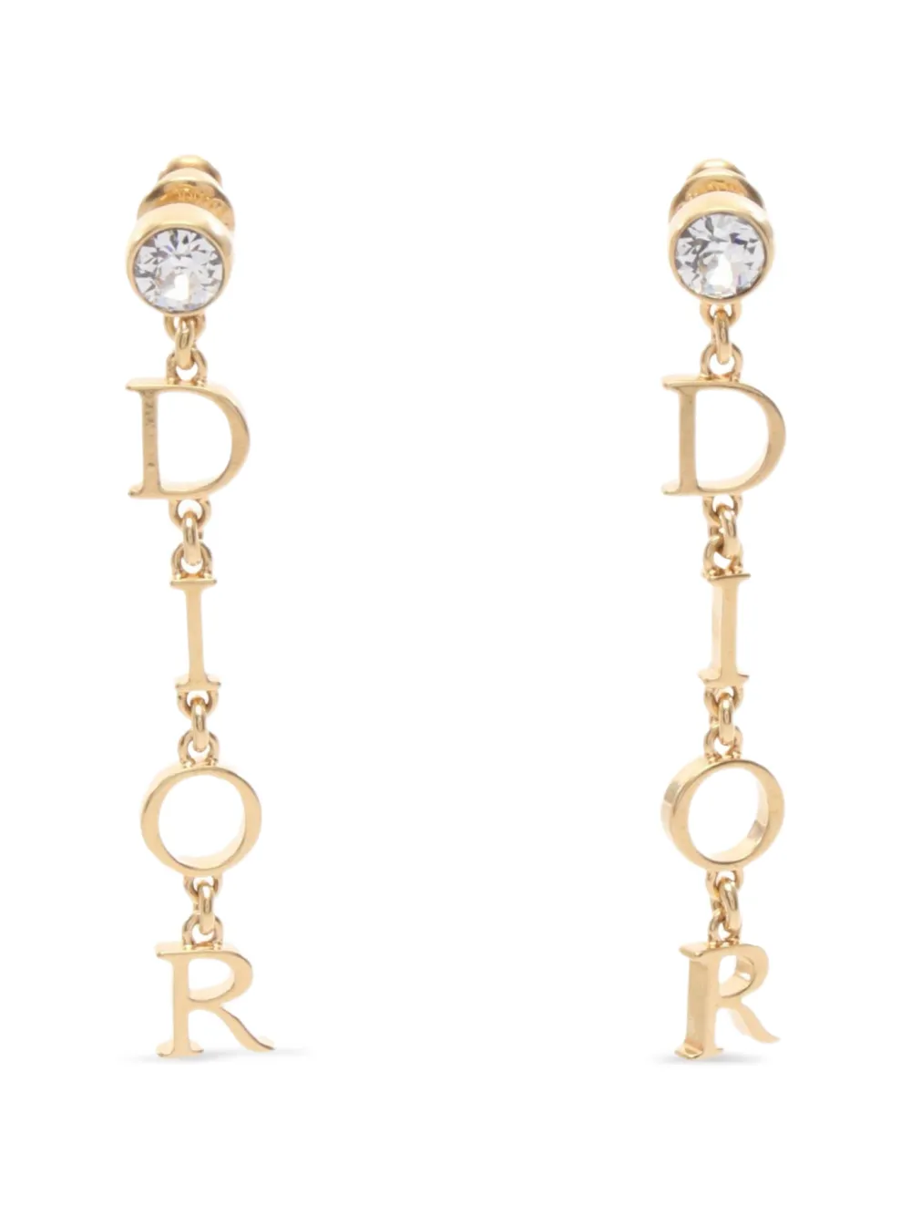 Christian Dior Pre-Owned logo-drop earrings - Gold