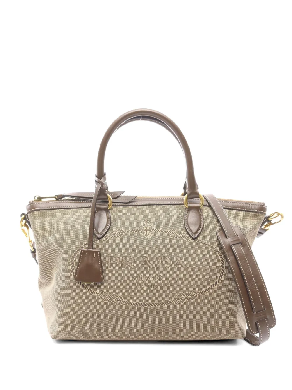 Prada Pre-Owned 2020 logo-jacquard handbag - Toni neutri