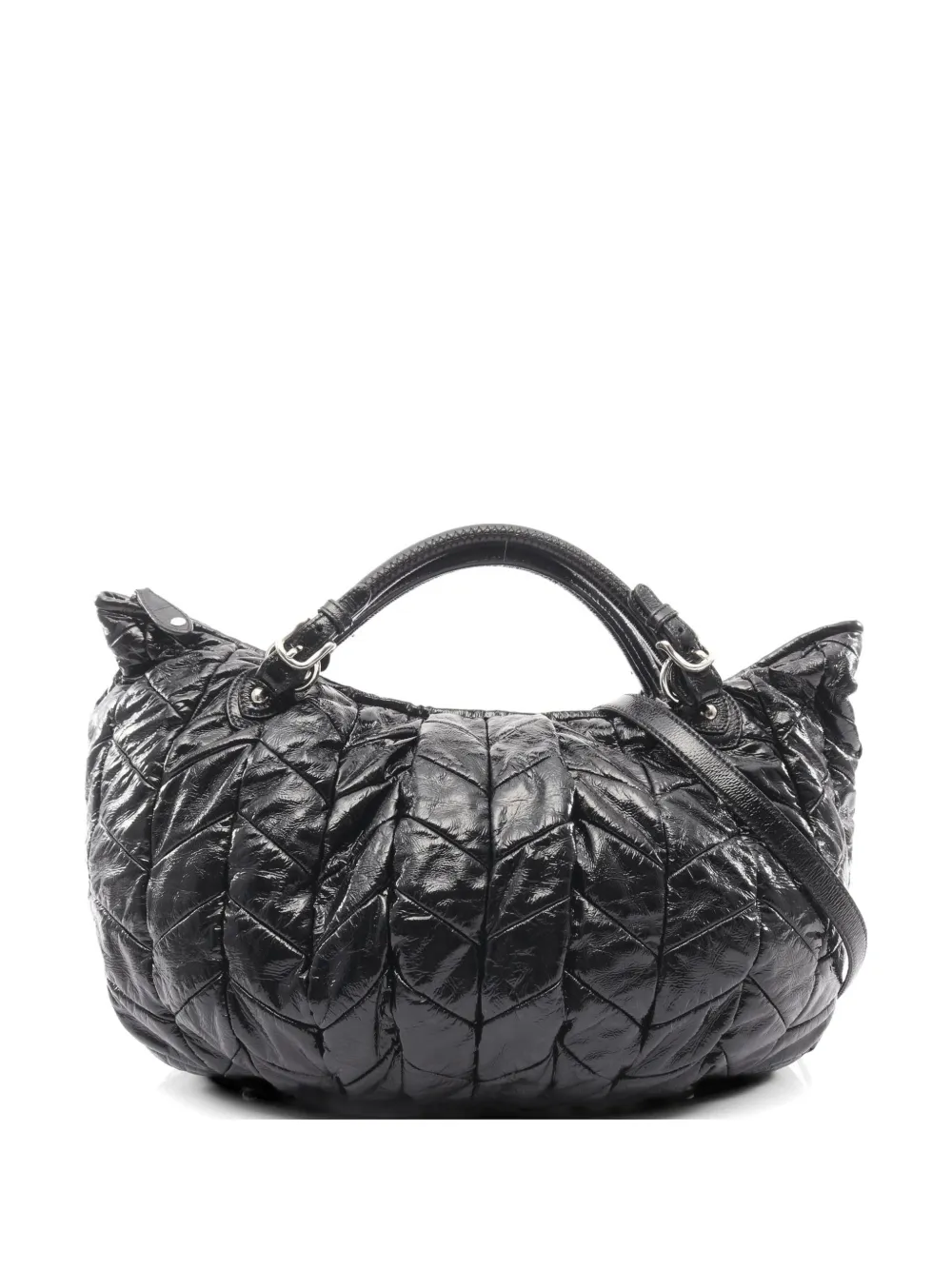 Miu Miu Pre-Owned 2000s quilted patent handbag - Nero