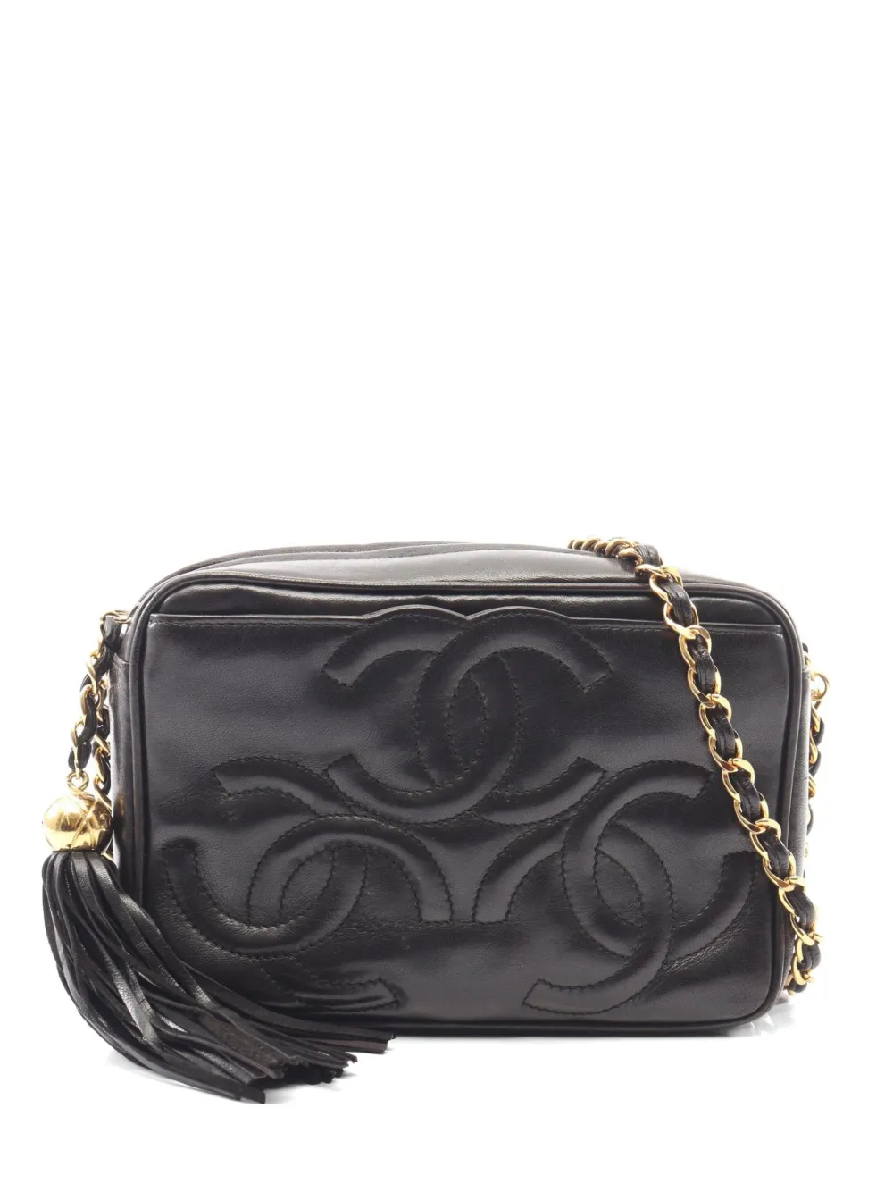 CHANEL Pre-Owned 1994-1996 triple-CC tassel chain shoulder bag - Nero