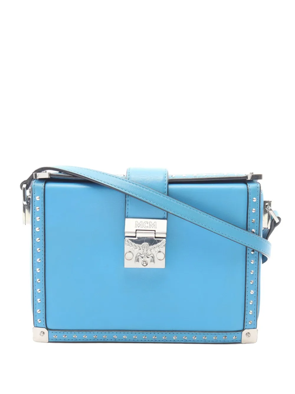 MCM Pre-Owned 2000s Berlin Box studded leather shoulder bag - Blu