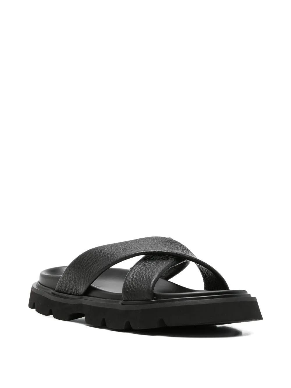 SERGIO MORETTI FIRENZE Leren slippers met gekruiste bandjes Zwart