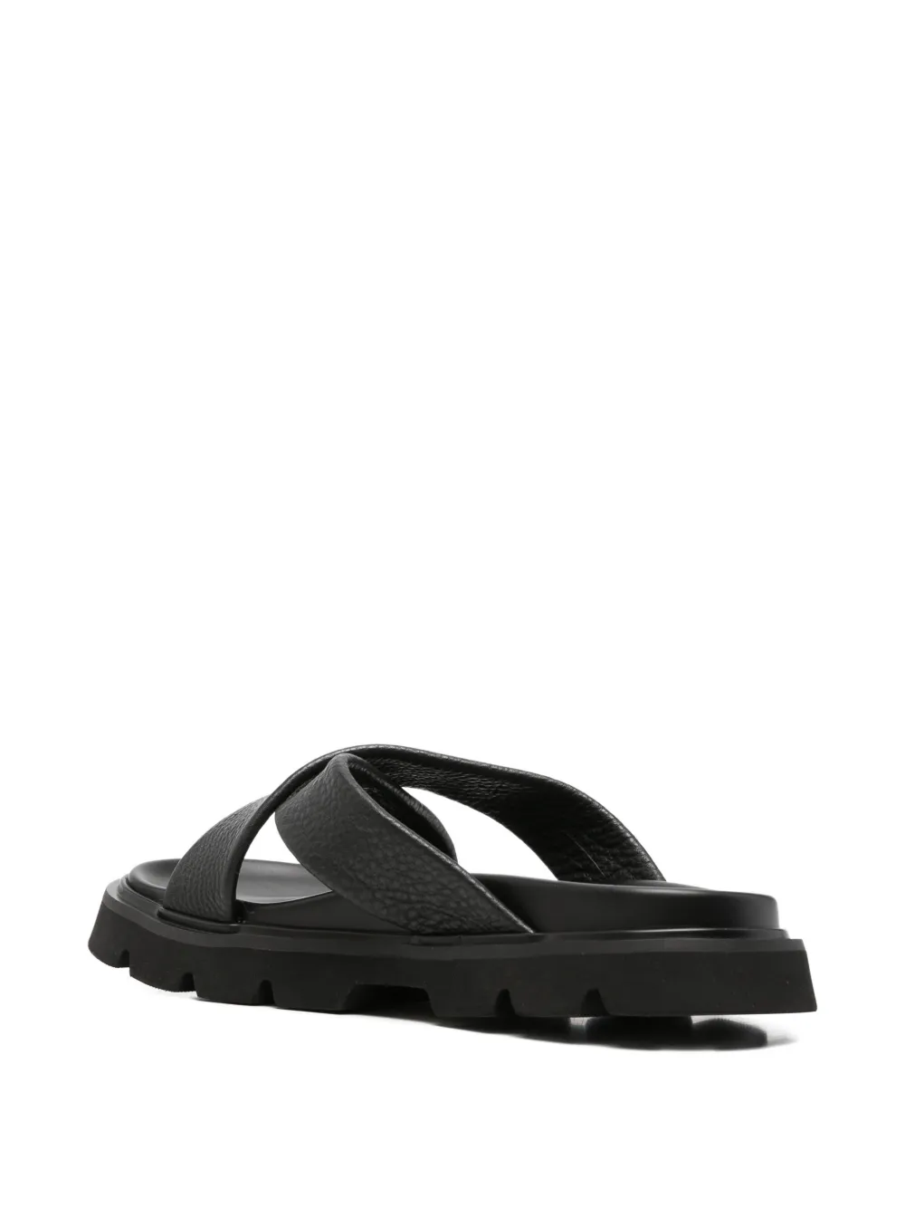 SERGIO MORETTI FIRENZE Leren slippers met gekruiste bandjes Zwart