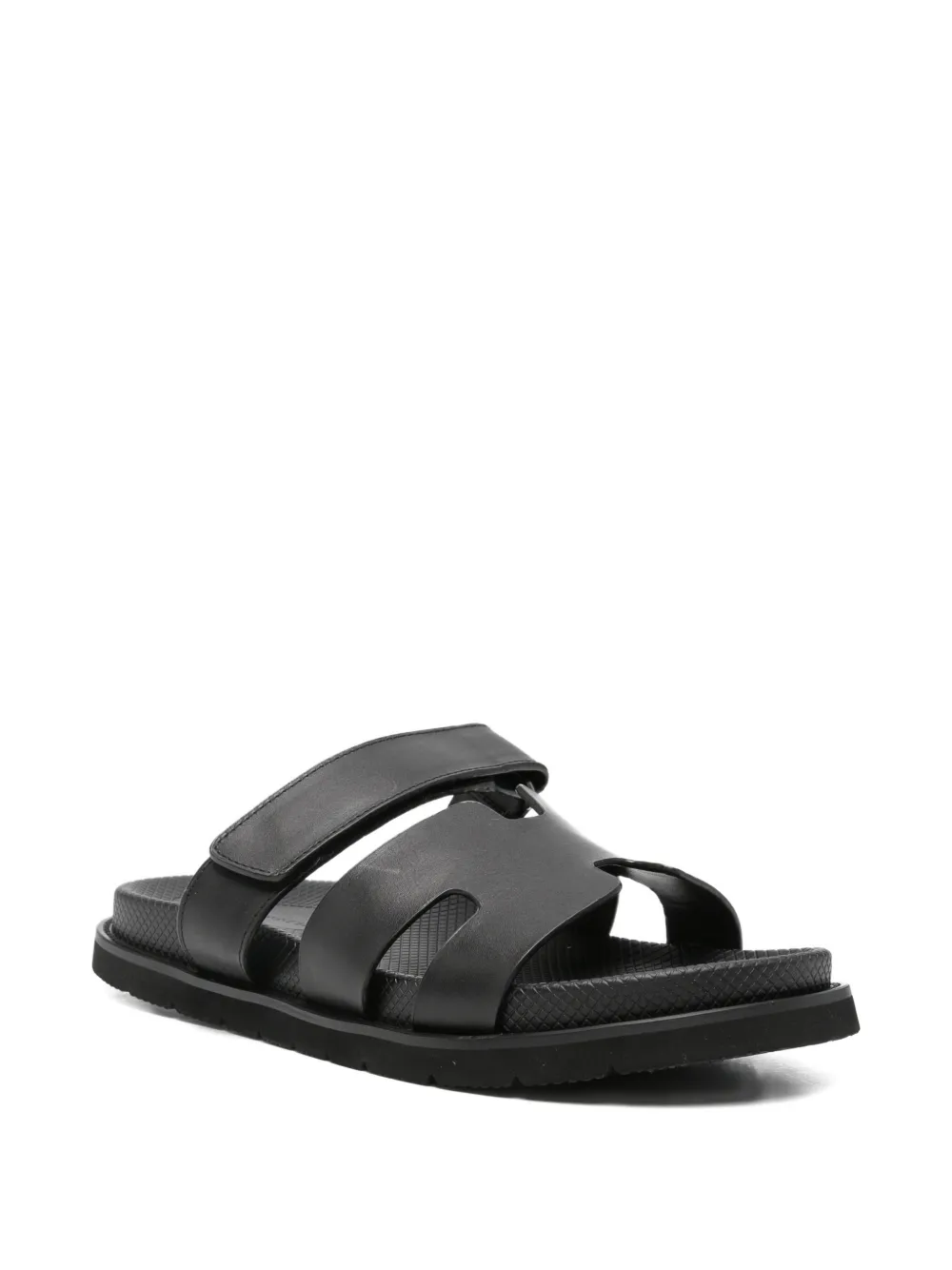 SERGIO MORETTI FIRENZE Leren sandalen met klittenband Zwart