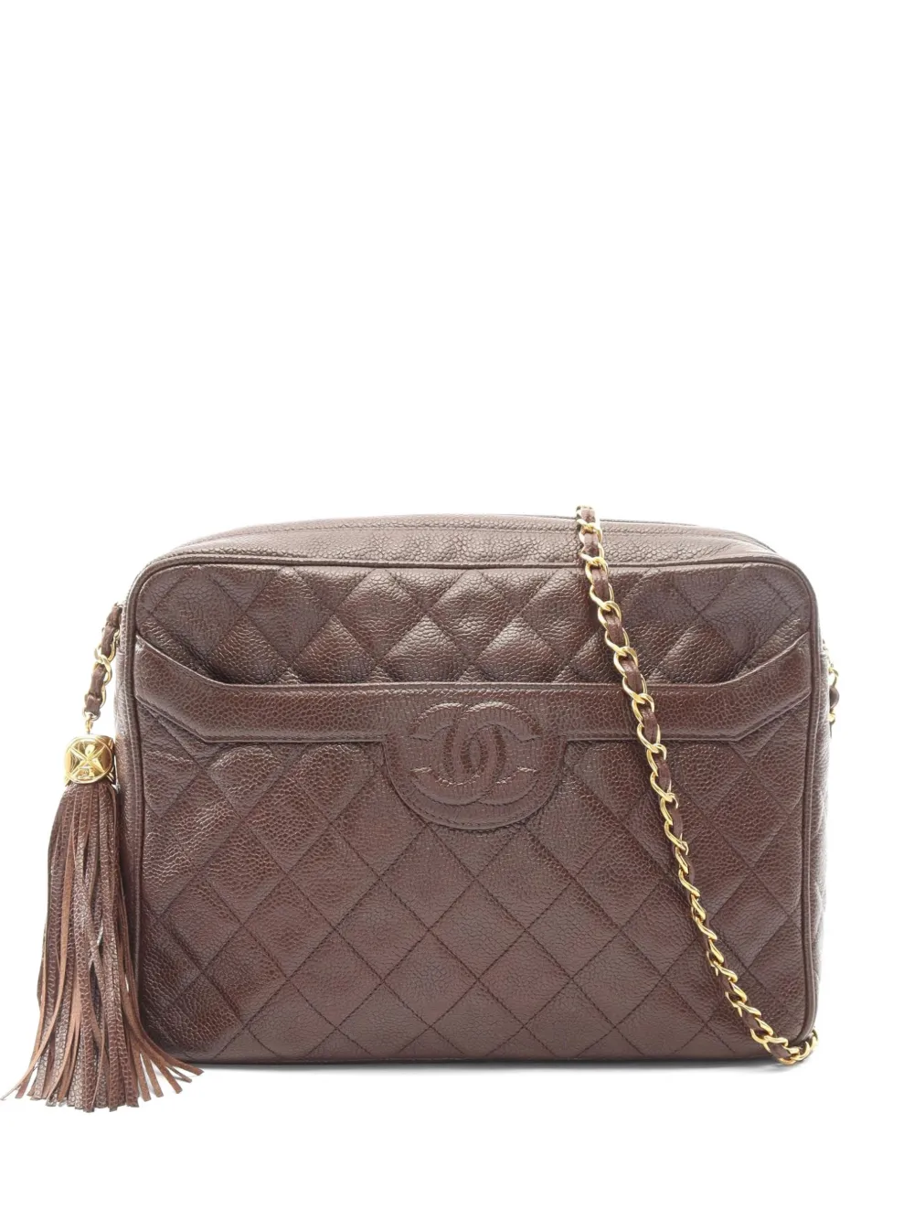 CHANEL Pre-Owned 1991-1994 Caviar-leather diamond-quilting shoulder bag - Braun