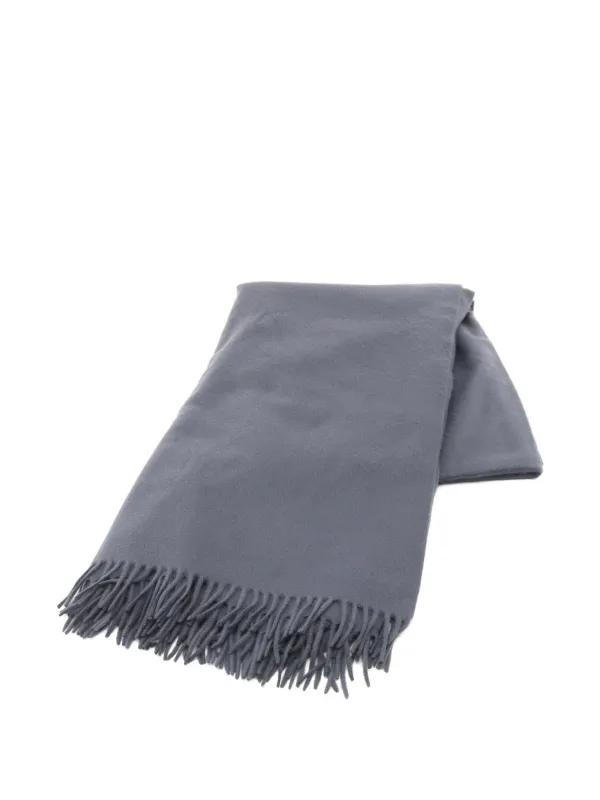 Hermès Pre-owned Fringed Logo-embroidered Shawl in Grey