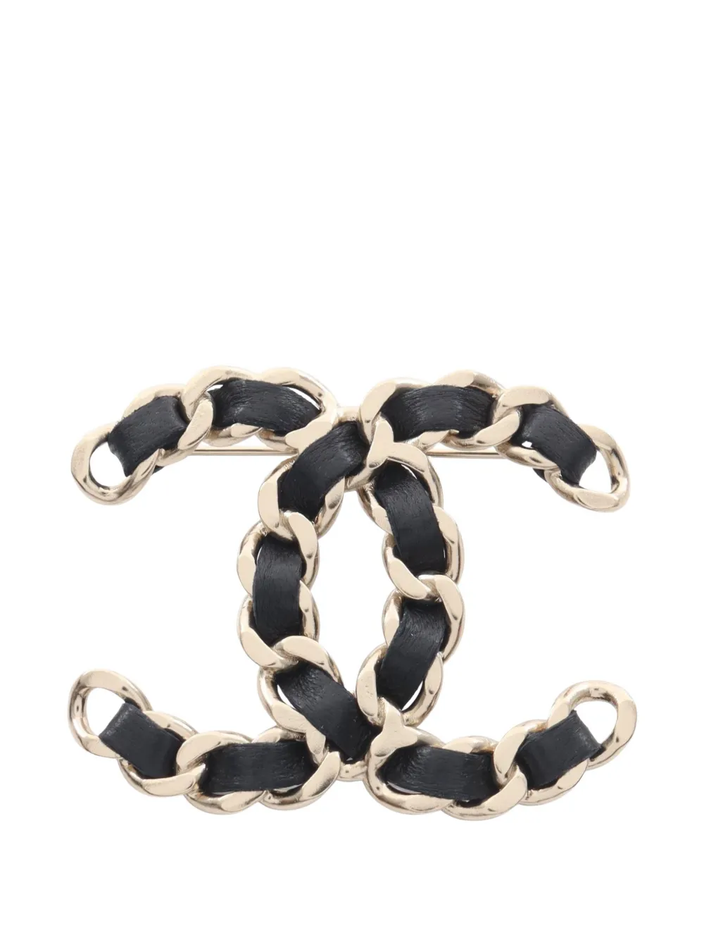 CHANEL Pre-Owned 1986-1988 Coco Mark chain-link brooch - Nero