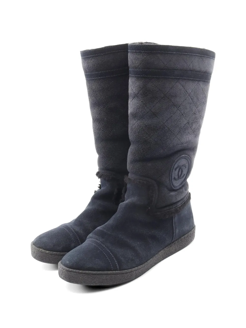 CHANEL Pre-Owned 1986-1988 matelassé boots - Blue