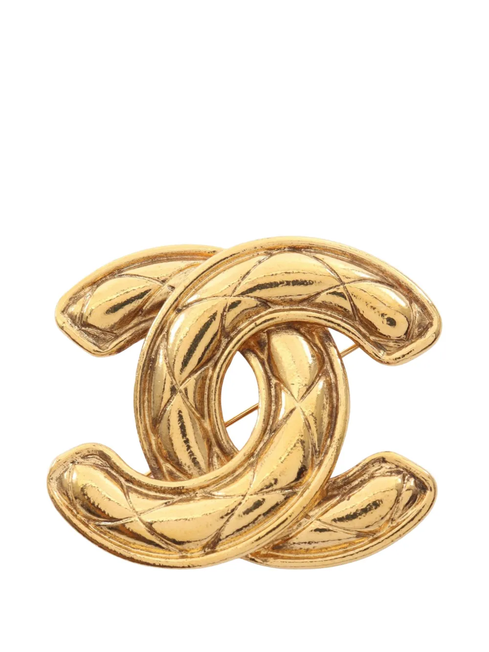 CHANEL Pre-Owned 1986-1988 Coco Mark quilted brooch - Gold