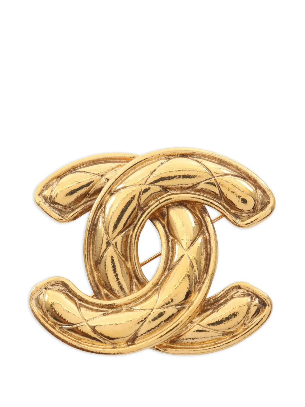 CHANEL Pre-Owned 1986-1988 Coco Mark quilted brooch - Oro