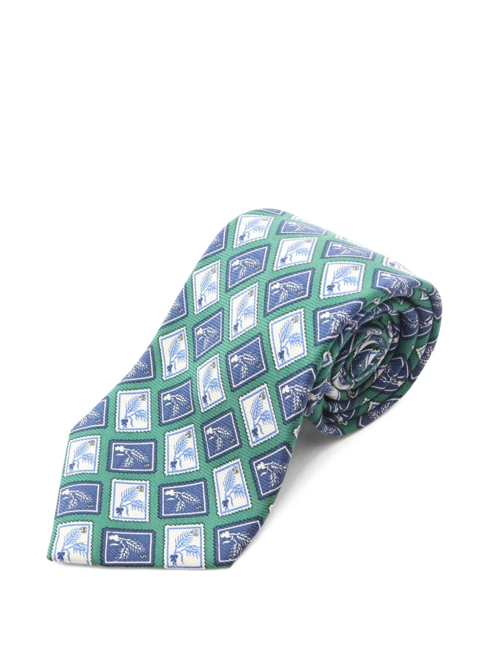 CHANEL Pre-Owned 1986-1988 stamp-print silk tie - Verde