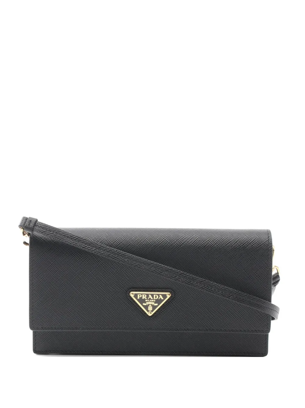 Prada Pre-Owned 2020s Saffiano triangle-logo shoulder bag - Nero