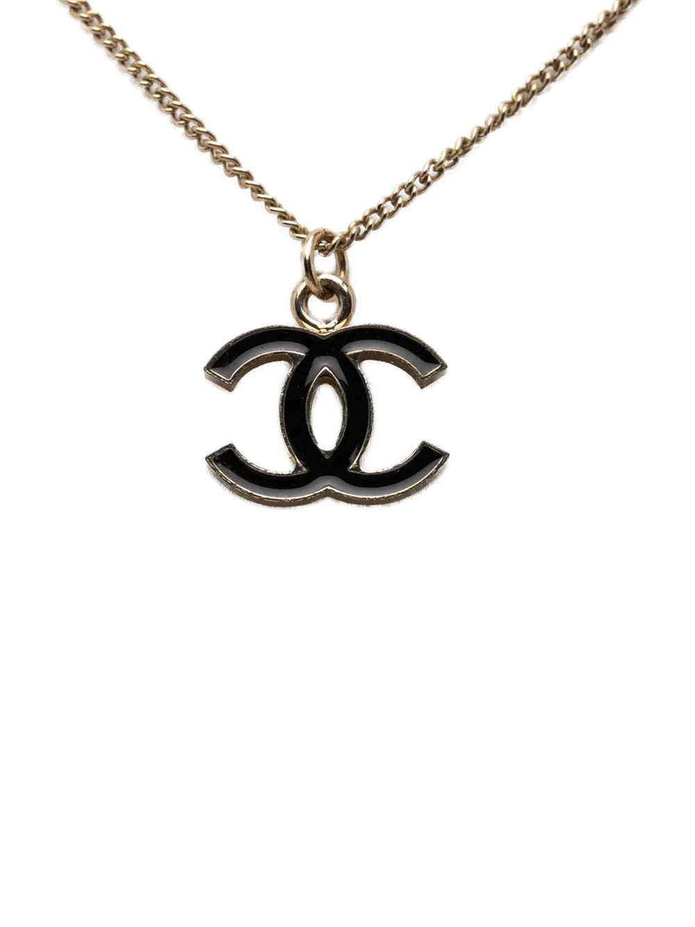 CHANEL Pre-Owned 2005 CC Brass Lacquered Pendant Necklace costume necklace - Schwarz