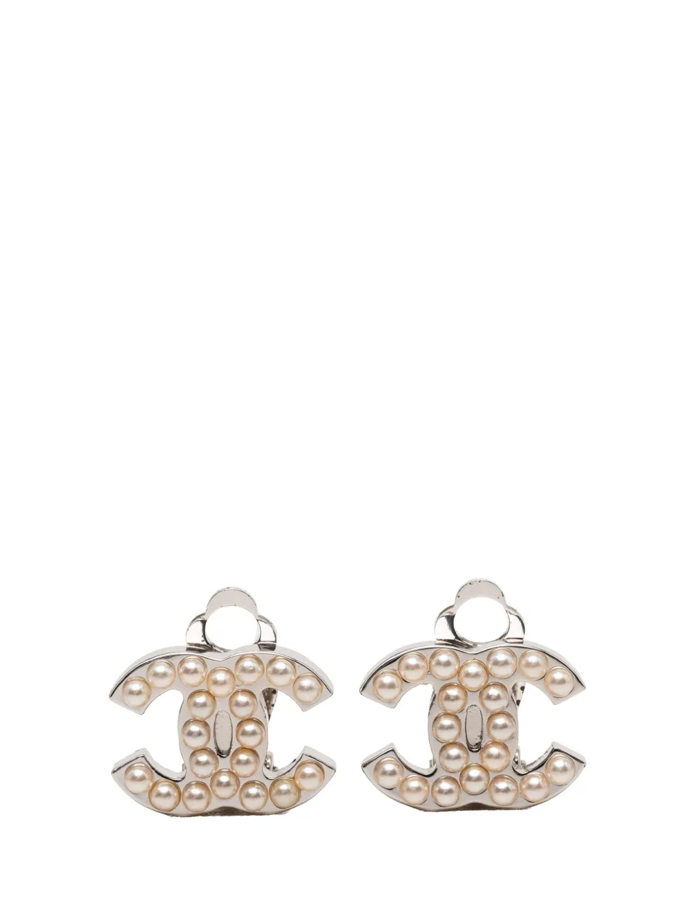 CHANEL Pre-Owned 2005 CC Brass Faux Pearl Clip On Earrings costume earrings - Bianco
