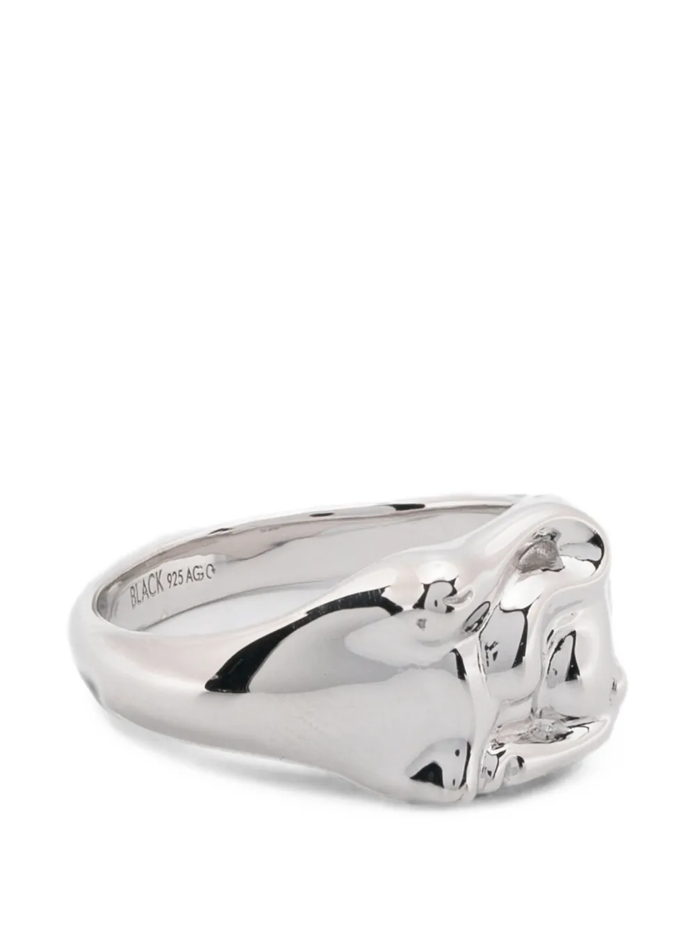 Maria Black Rabbit Signet Ring In Silver