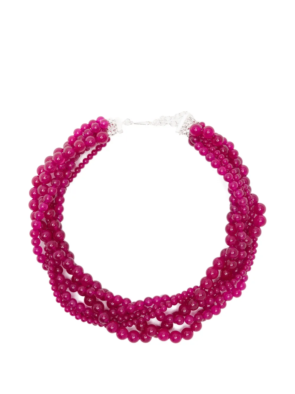 Completedworks fuchsia chalcedony beaded necklace - Argento