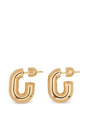 Tom Wood Small Square Hoop Satin Earrings | Gold | FARFETCH AE