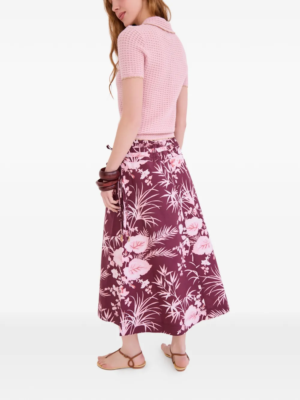 Cara Meret midi-jurk met bloemenprint Bruin