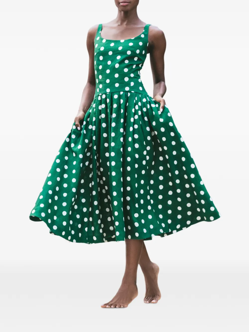 Cara Regio midi-jurk met stippen Groen