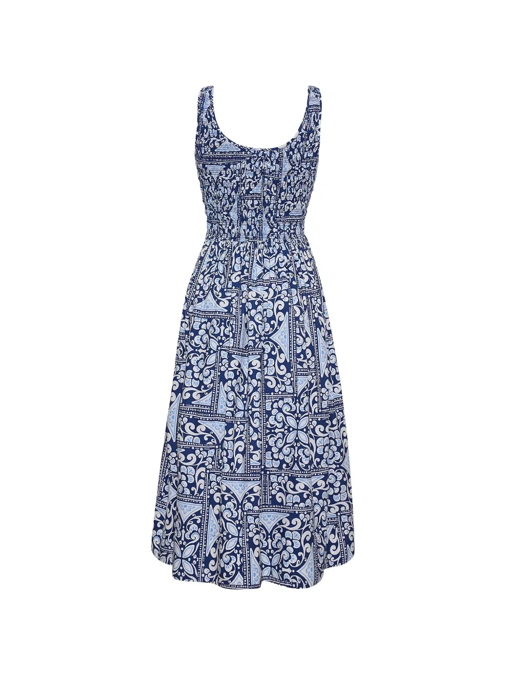 Cara Bergamo gesmockte midi-jurk met print Blauw