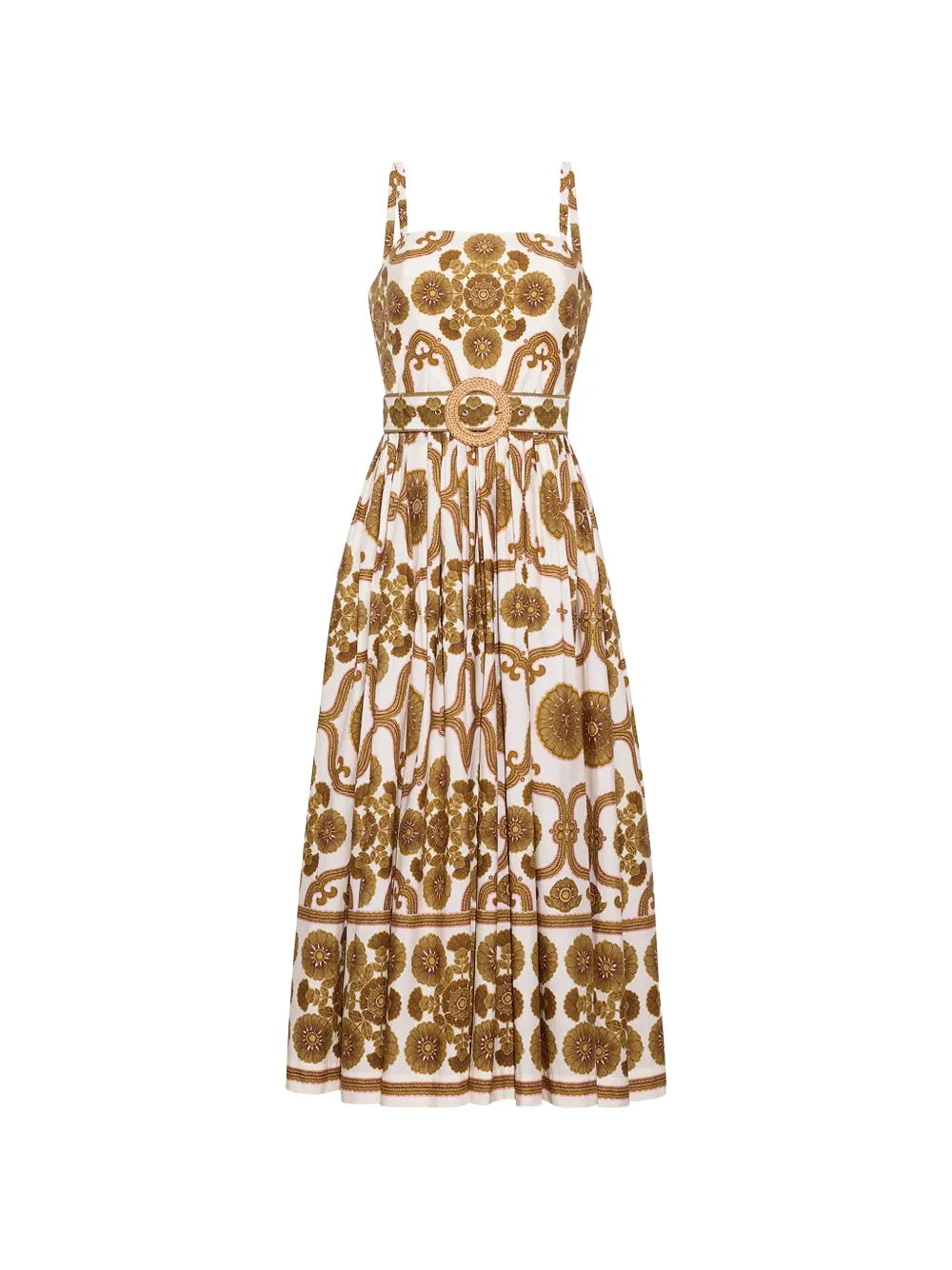Cara Cara Lee floral-print belted midi dress - White