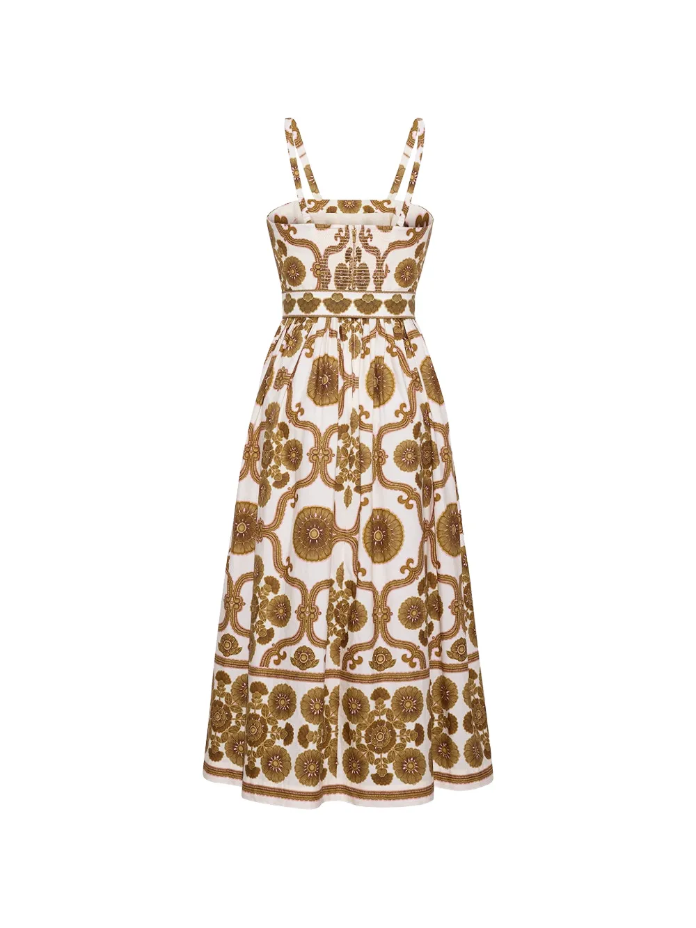 Cara Lee midi-jurk met ceintuur en bloemenprint Wit