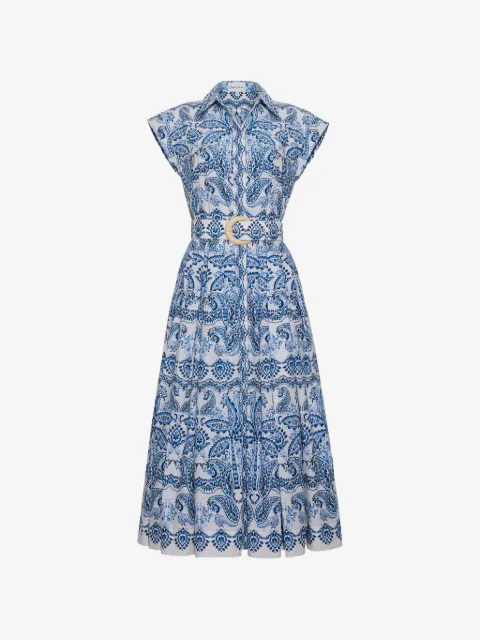 Cara Cara paisley-print belted midi dress