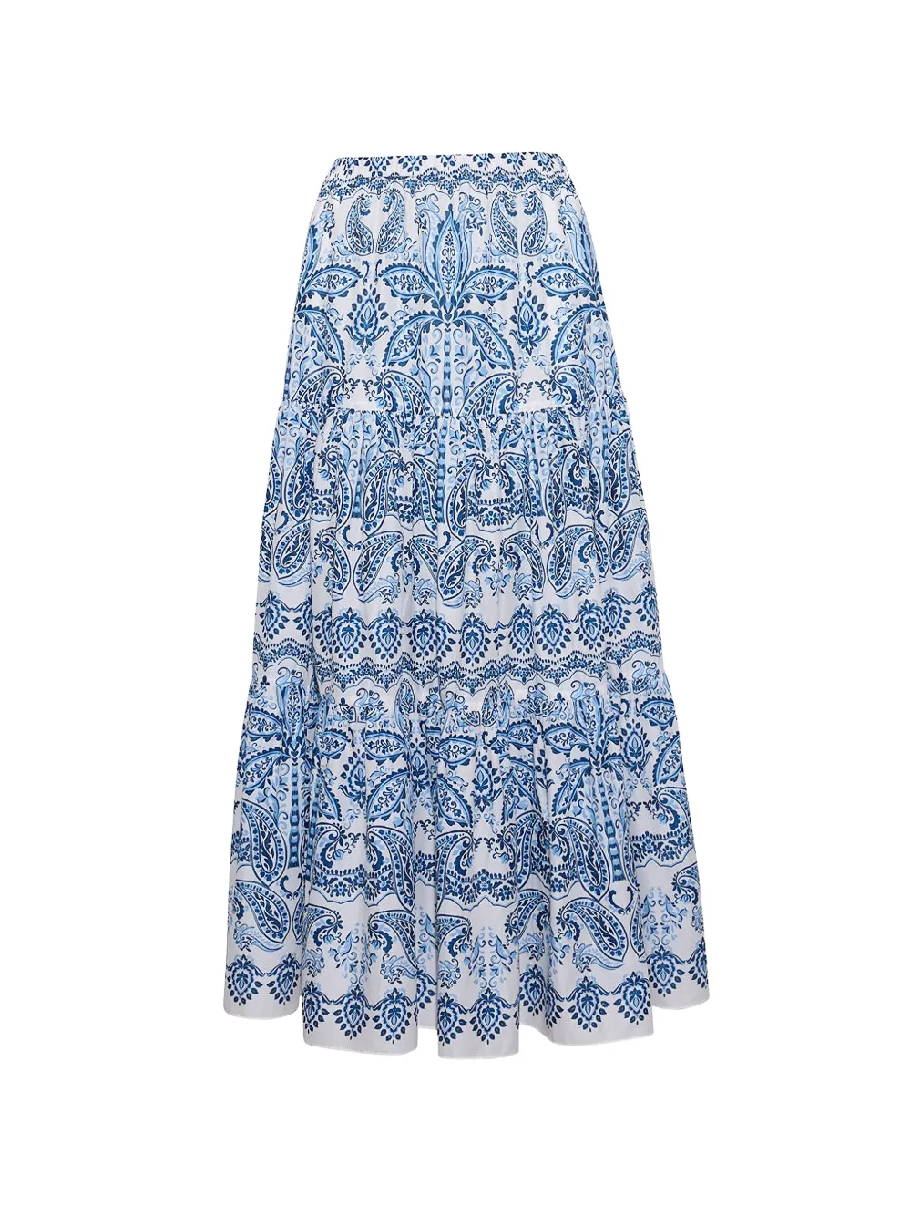 Cara Cara Melanie paisley-print tiered maxi skirt - Bianco
