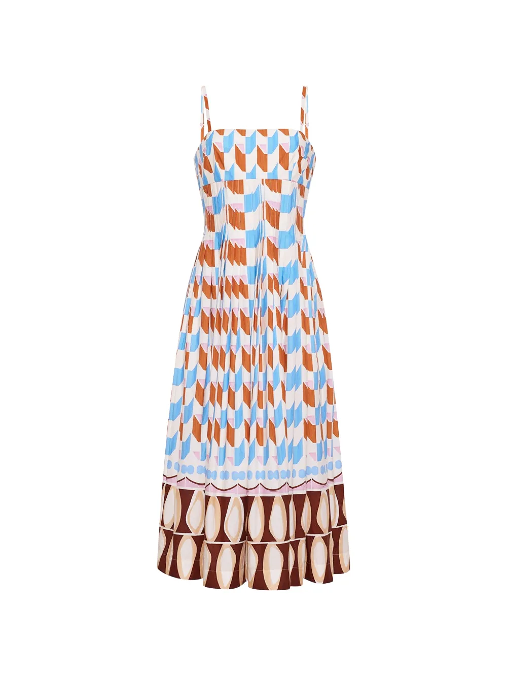 Cara Cara Sea Island geometric-print midi dress - Neutrals