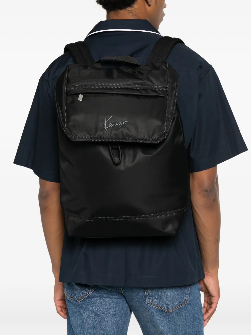 Kenzo Rugzak met geborduurd logo en omslag Zwart