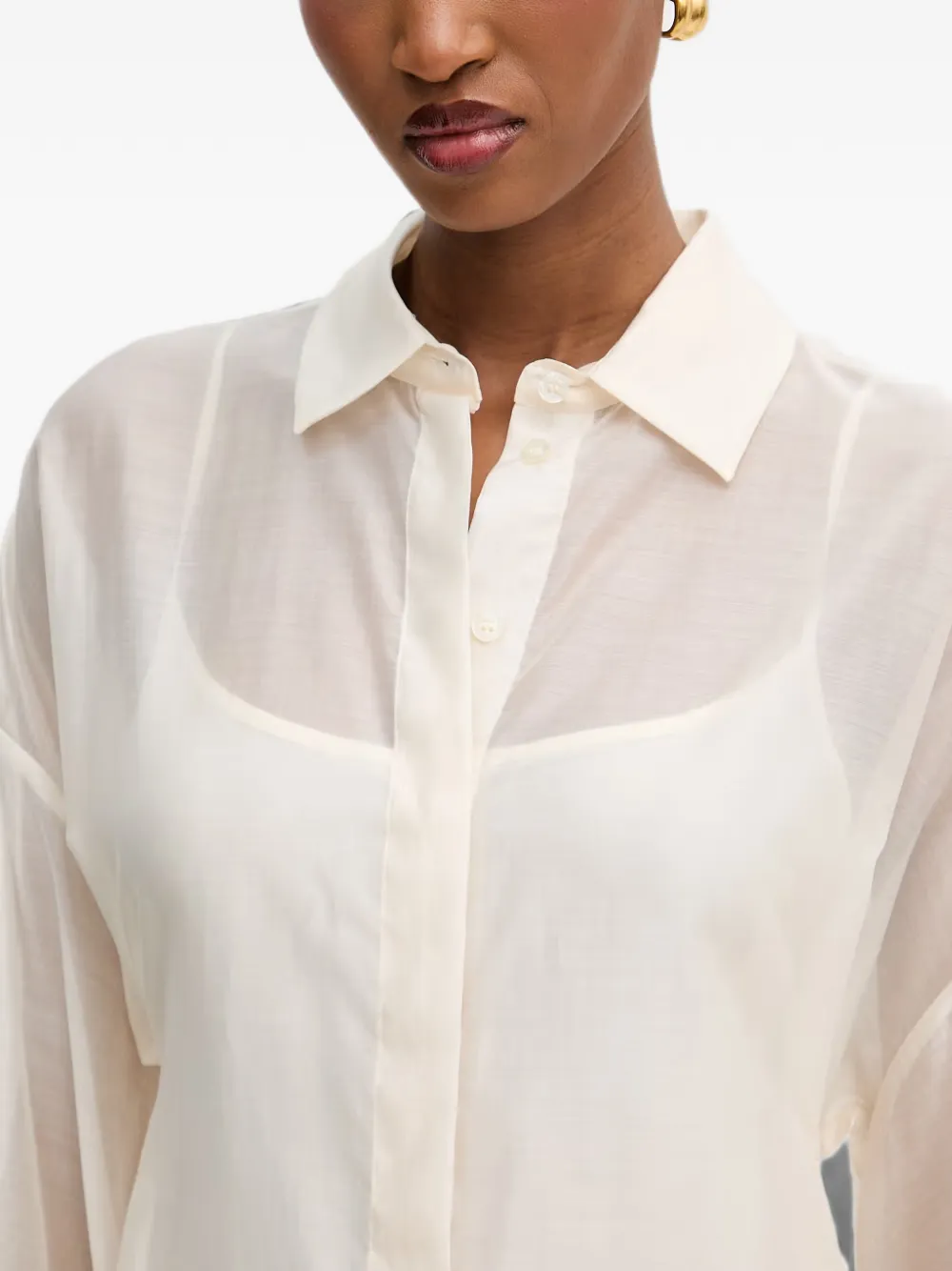 LIU JO Midi-jurk met ballonmouwen en doorzichtige afwerking Beige