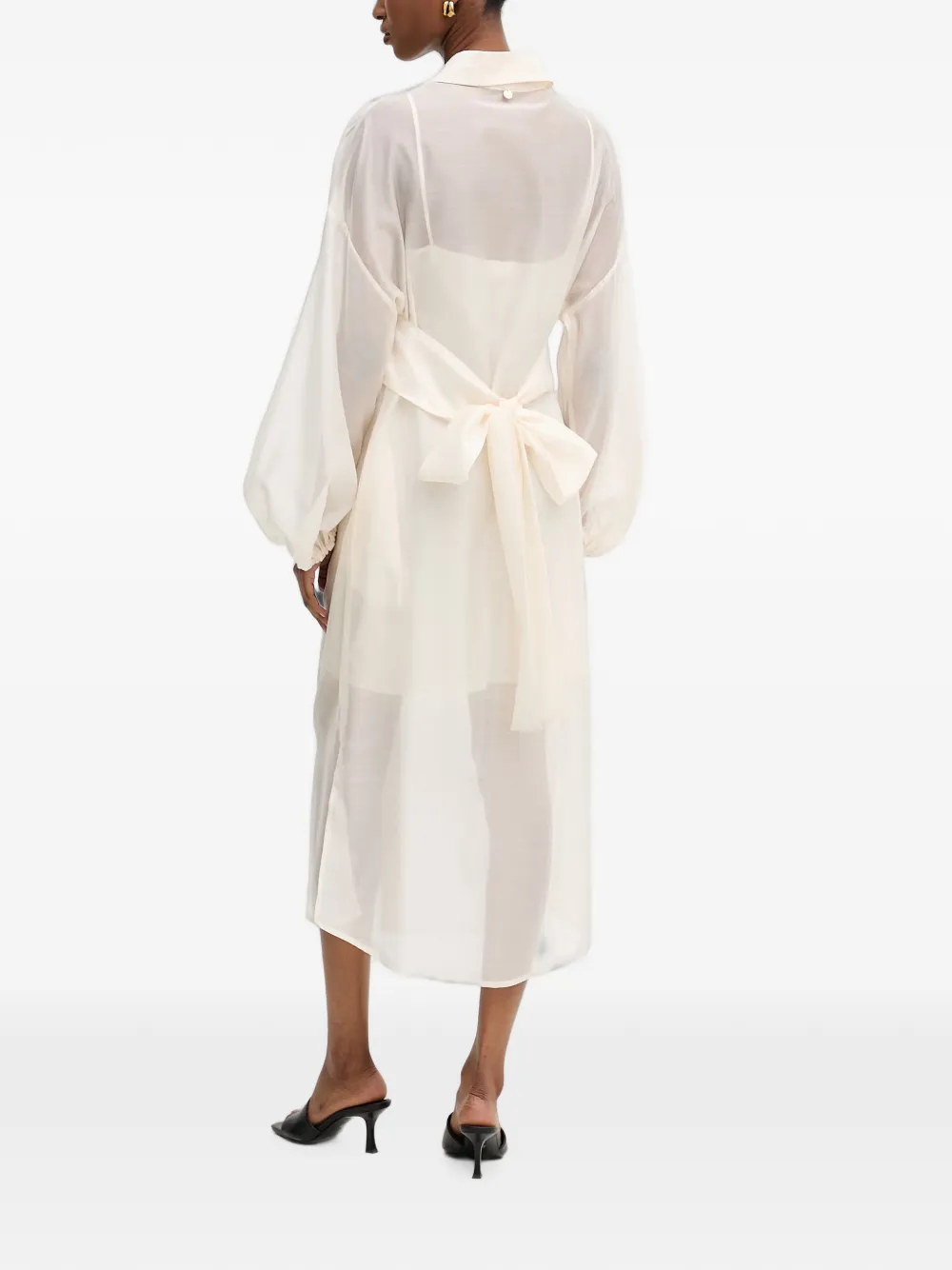 LIU JO Midi-jurk met ballonmouwen en doorzichtige afwerking Beige