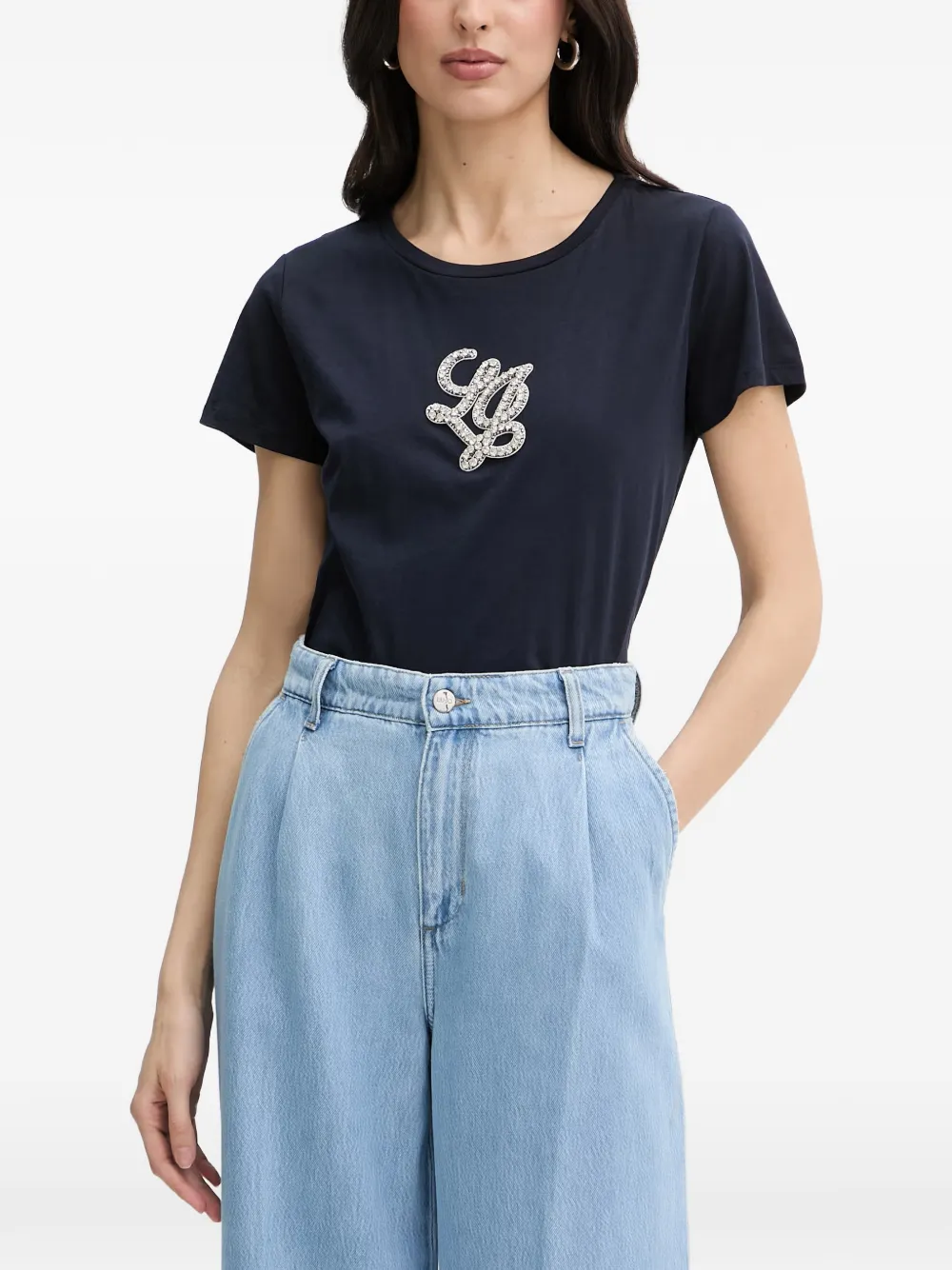 LIU JO crystal-embellished T-shirt - Blau
