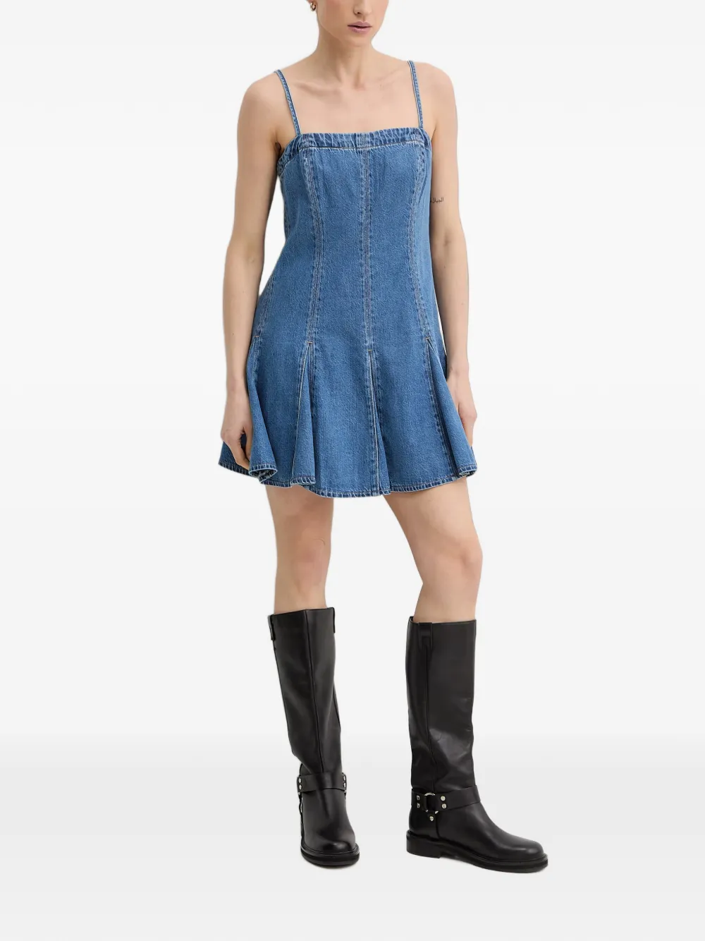 Levi's panelled pleated mini dress Blauw
