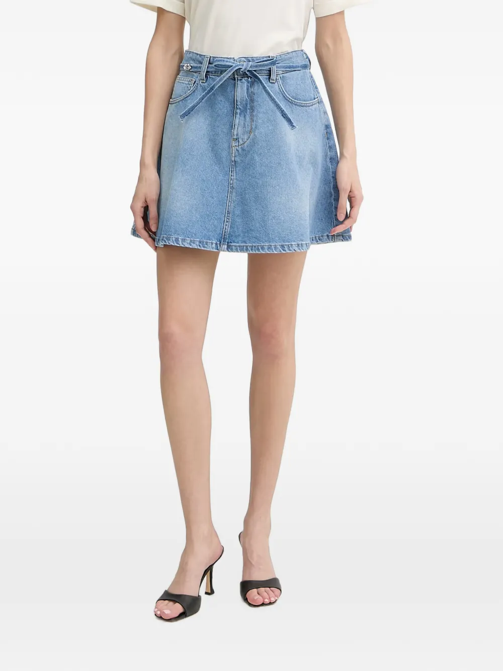LIU JO scarf-belt denim mini skirt - Blu