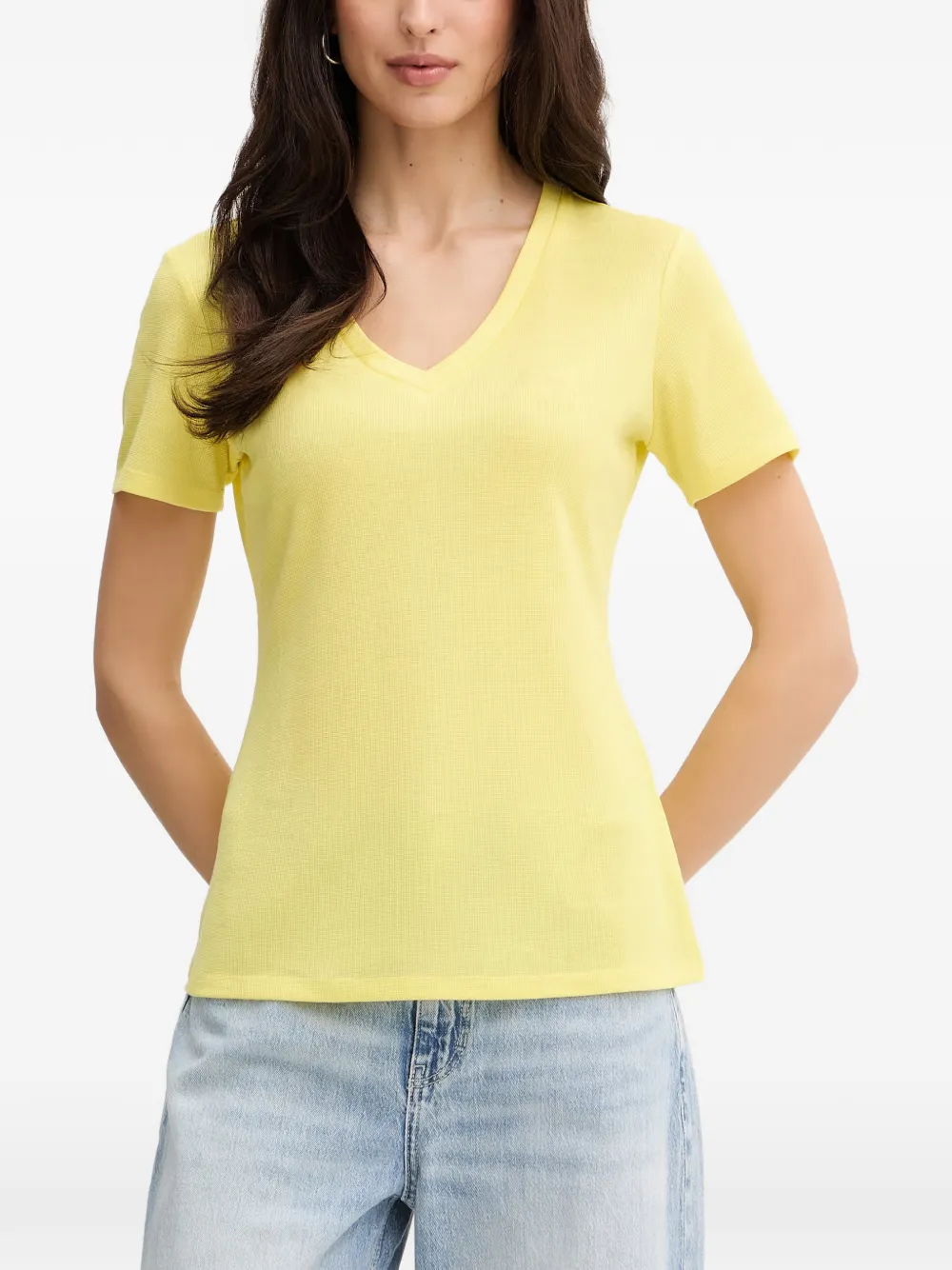 LIU JO V-neck logo-embroidered T-shirt - Gelb