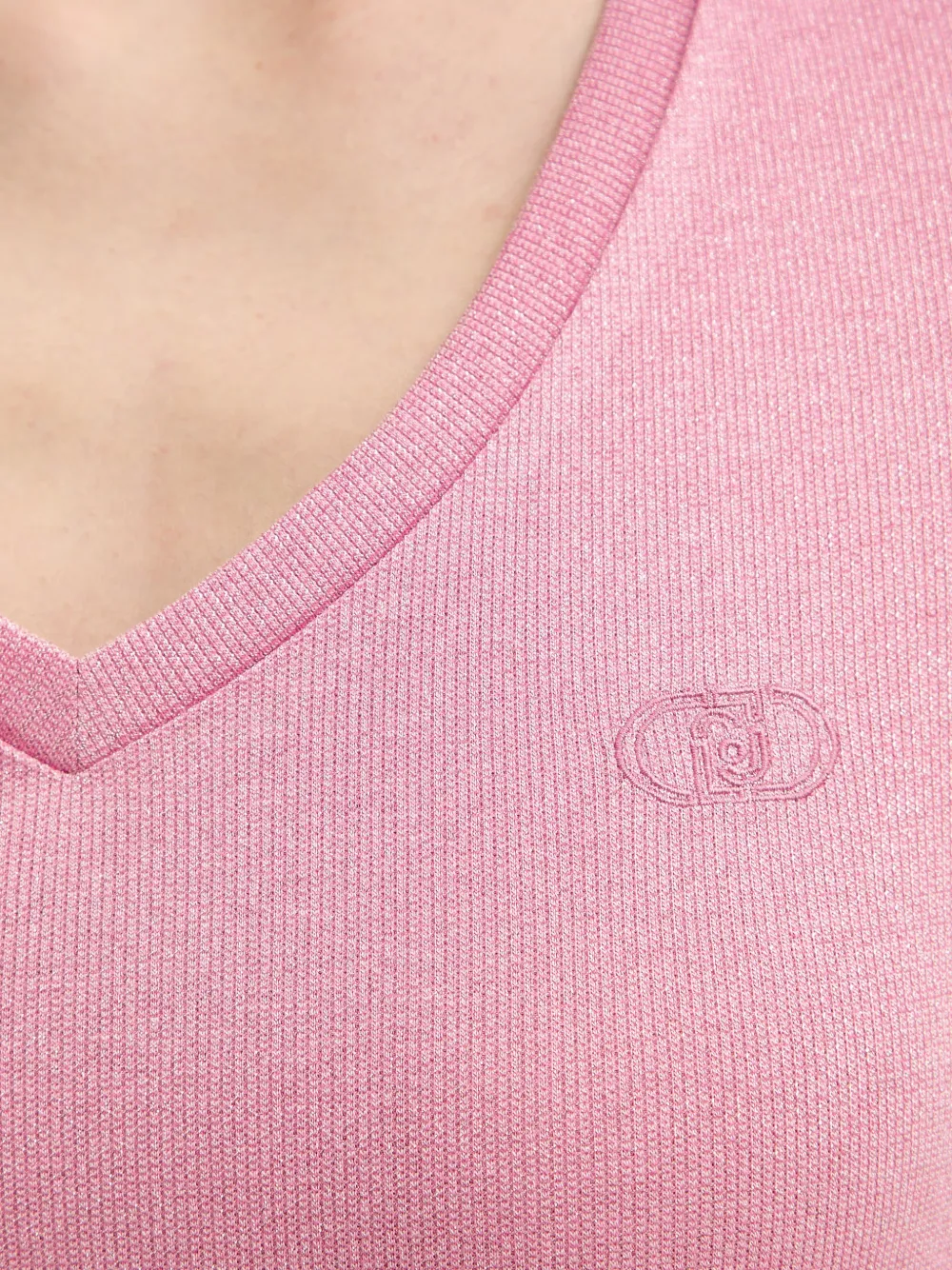 LIU JO T-shirt met metallic-effect en geborduurd logo Roze