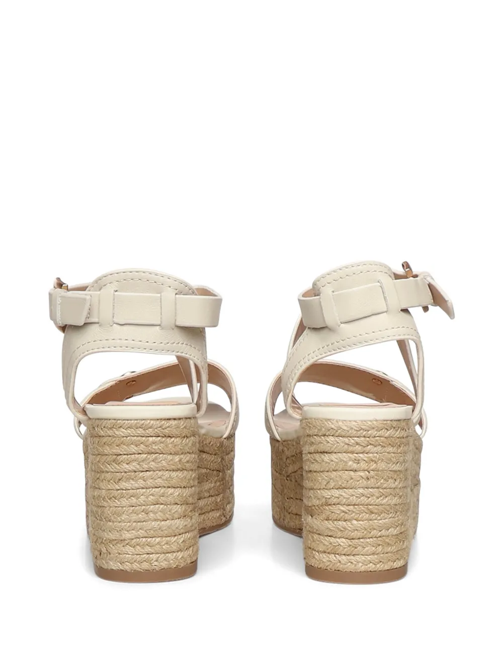 LIU JO Zeppe Bali raffia-wedge leather heeled espadrilles Wit