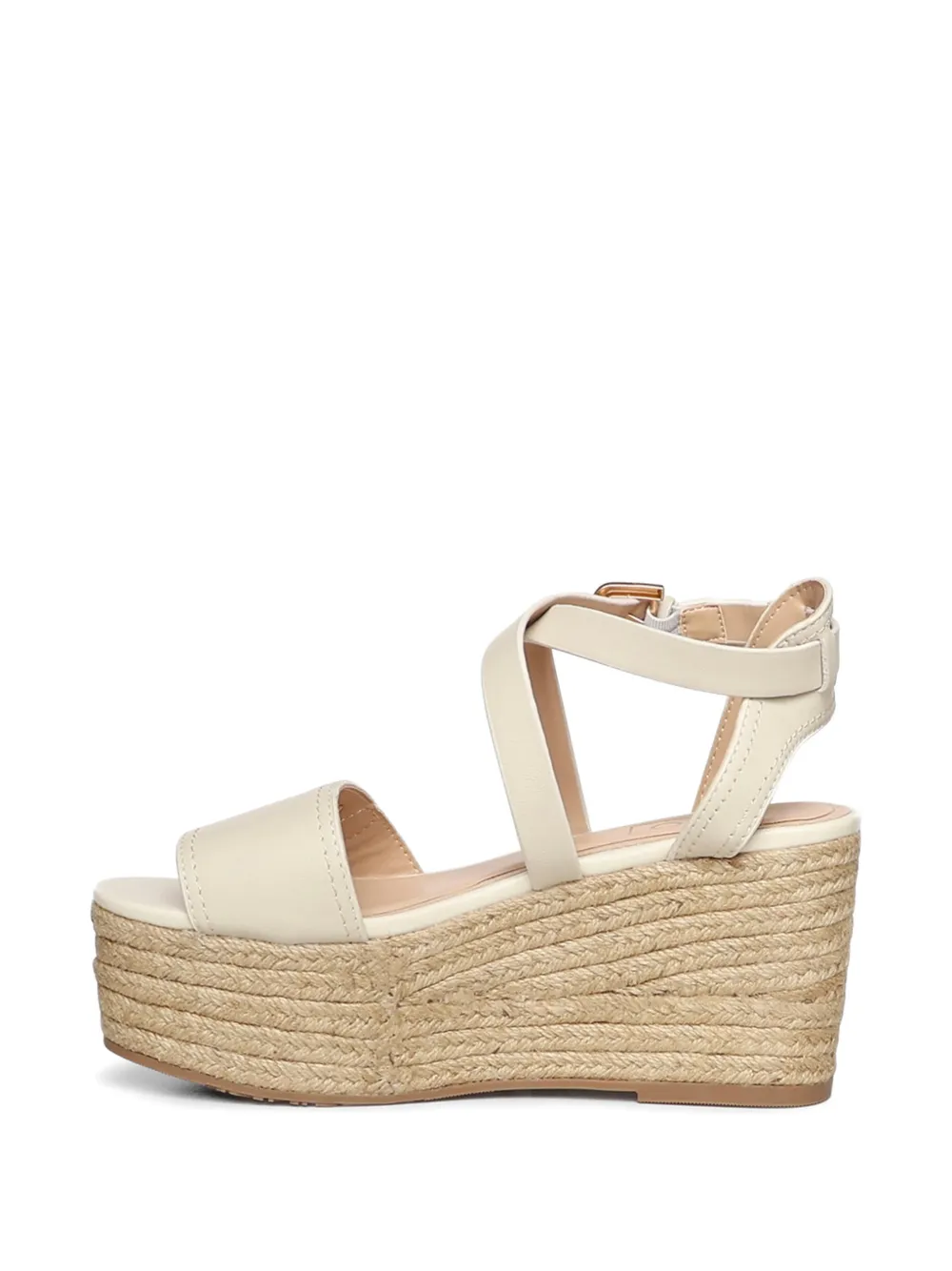 LIU JO Zeppe Bali raffia-wedge leather heeled espadrilles Wit