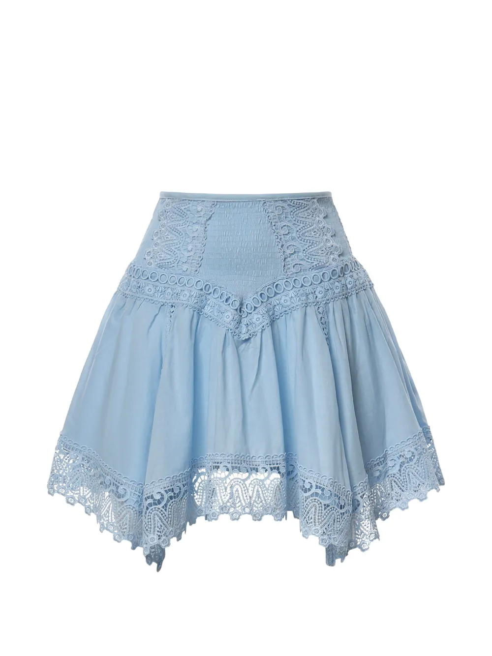 Charo Ruiz Ibiza Taléa guipure lace-trim shirred mini skirt - Blu