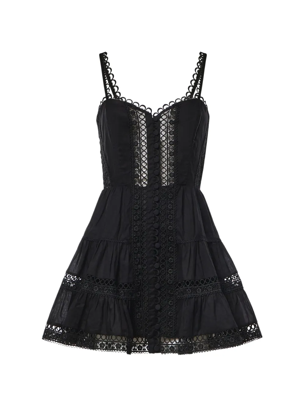 Charo Ruiz Ibiza Lenora broderie-anglaise tiered mini dress - Nero