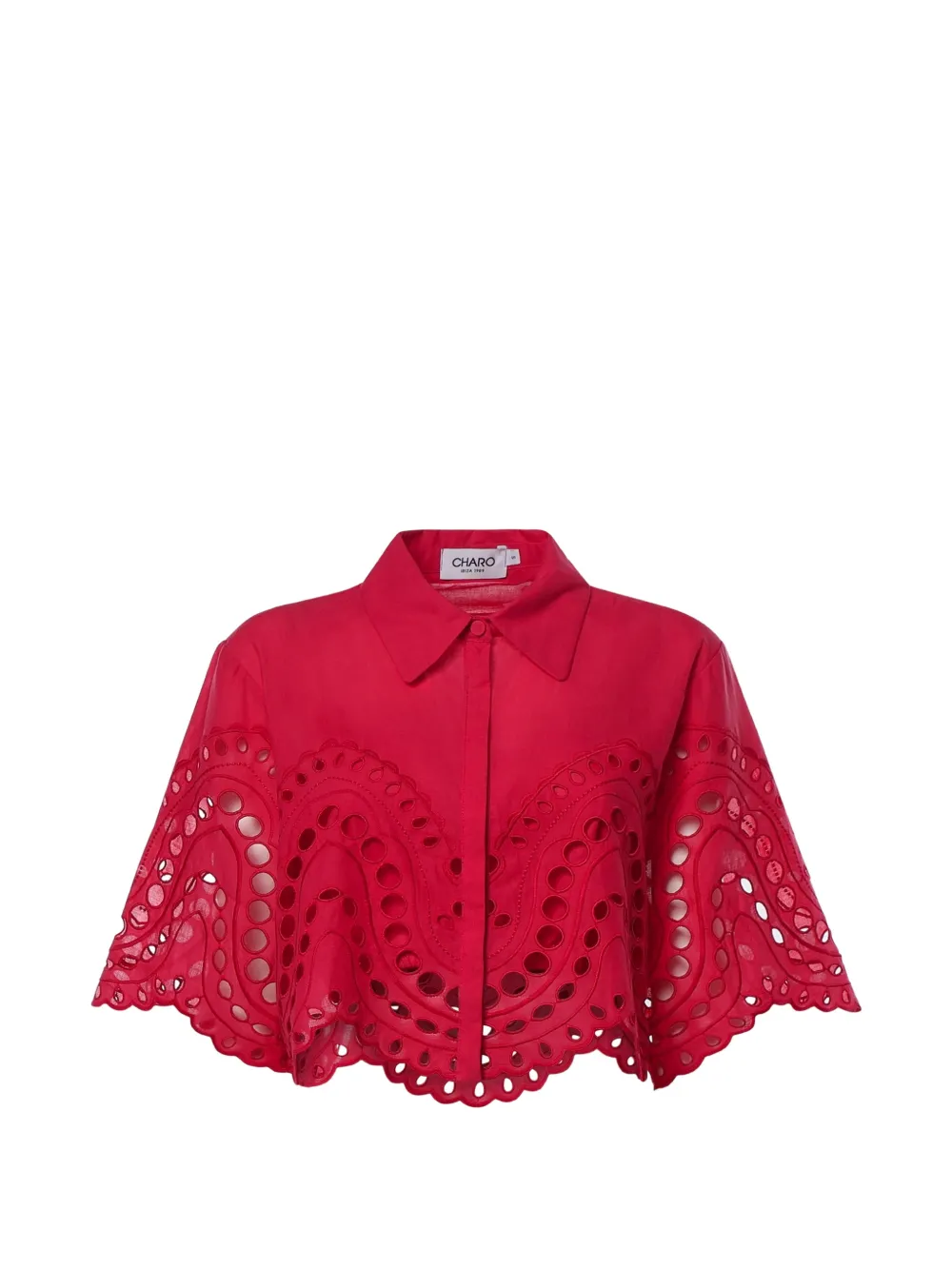 Charo Ruiz Ibiza Storm broderie-anglaise cropped shirt - Red