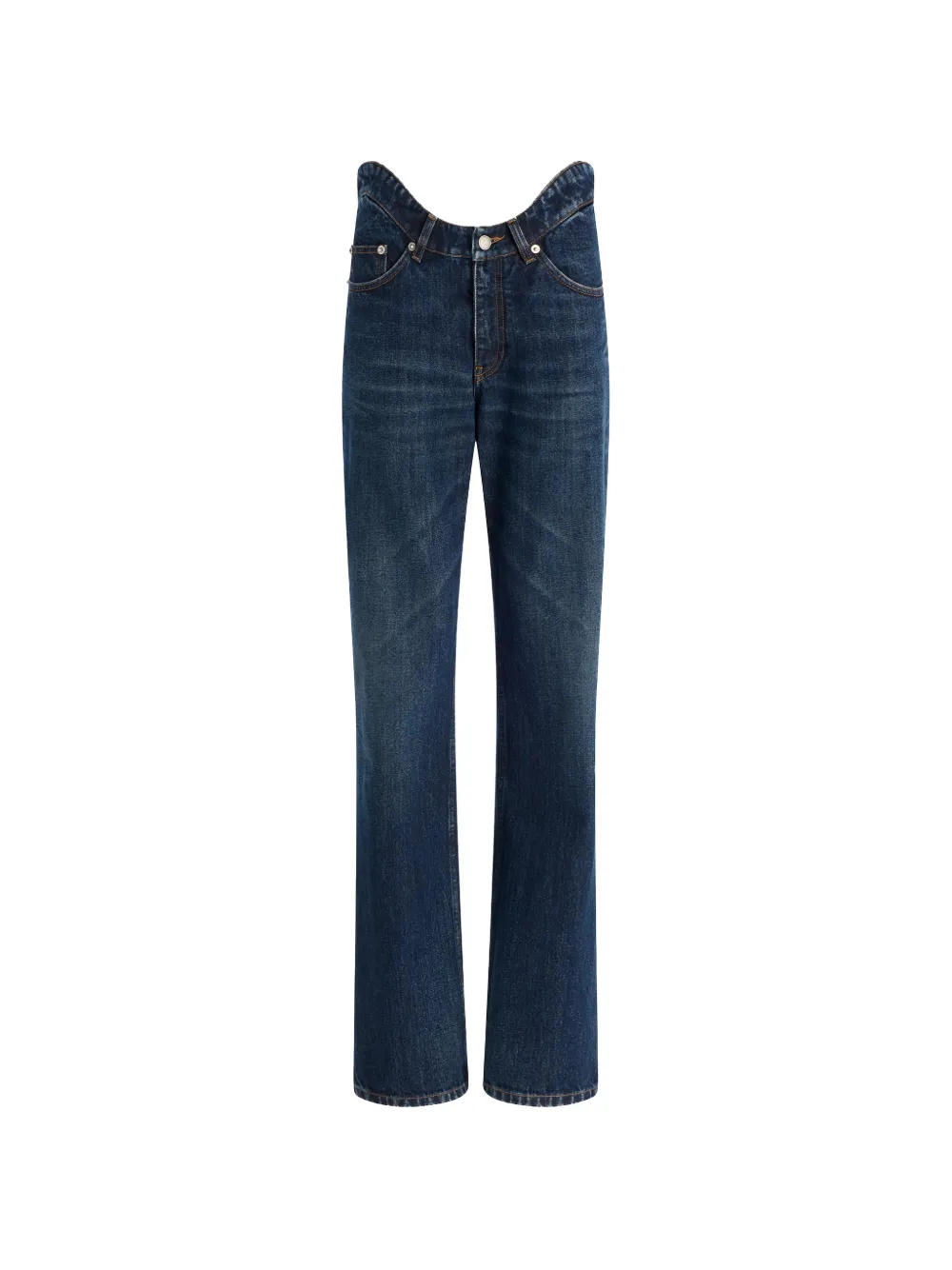 Jean Paul Gaultier curvy-waistband straight-leg jeans - Blu