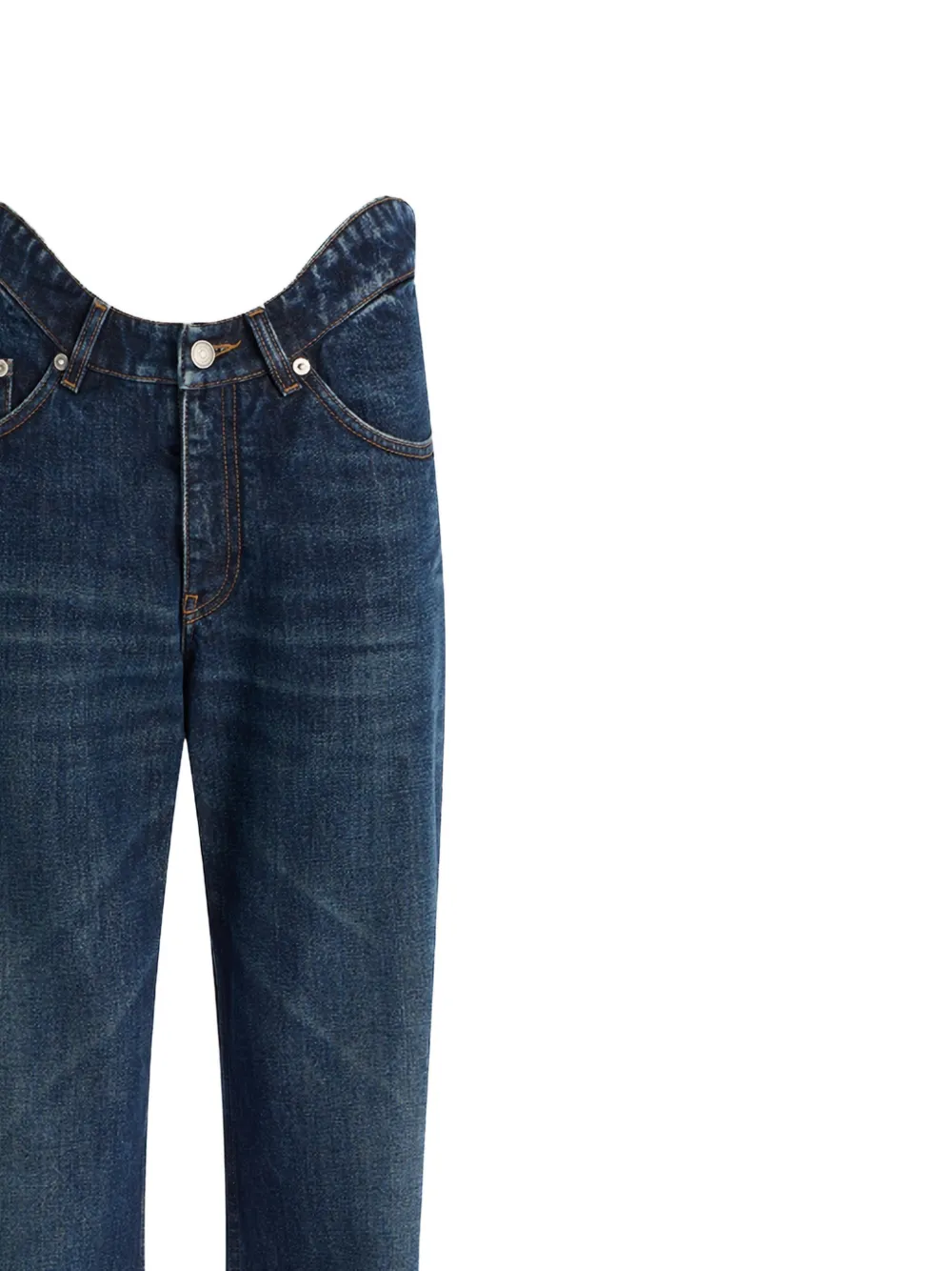 Jean Paul Gaultier Straight jeans met gewelfde tailleband Blauw