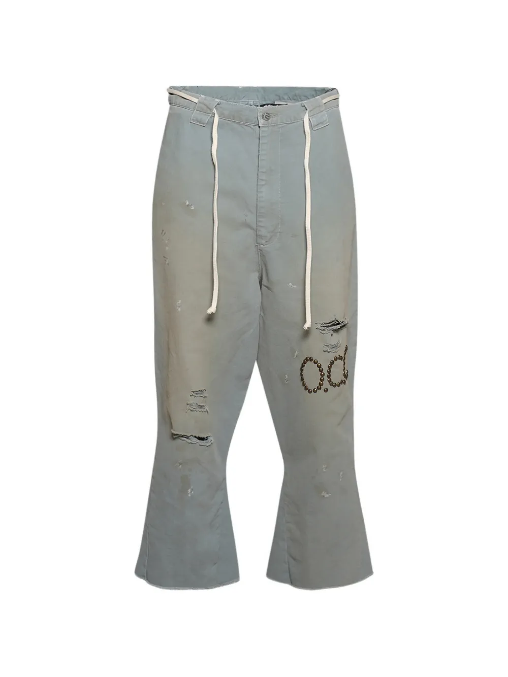 RIVINGTON ROI REBIS Raw He distressed studded trousers - Grigio