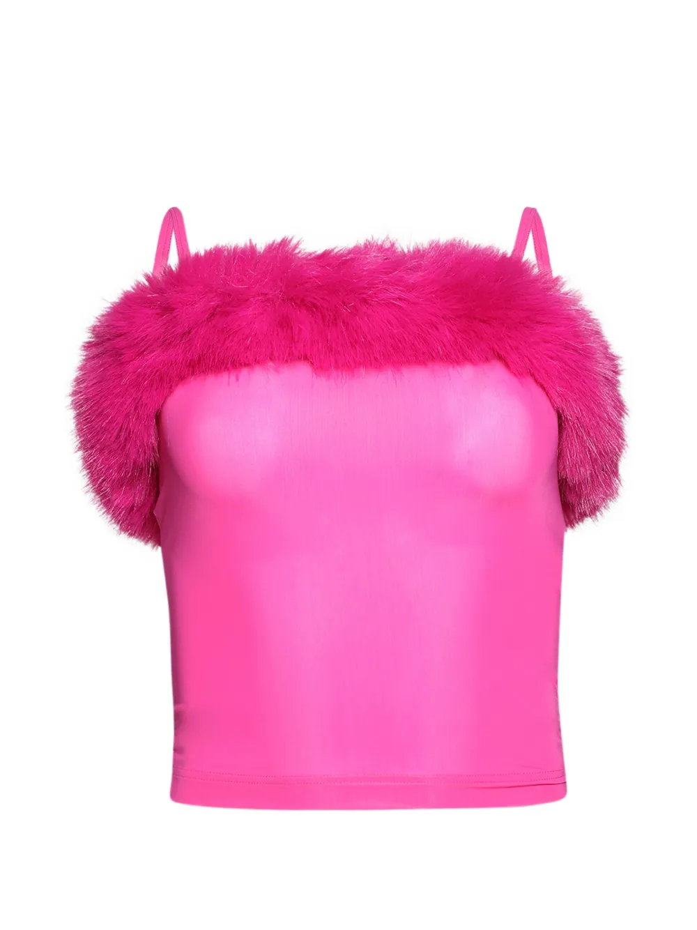 Balenciaga faux-fur-trim spaghetti-strap top - Rosa